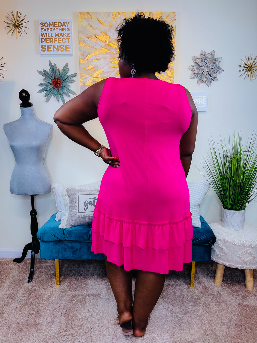 Just Ruffles Dress | Hot Pink