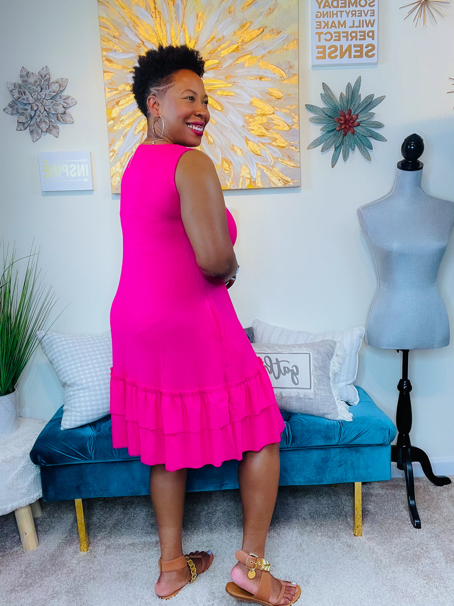 Just Ruffles Dress | Hot Pink