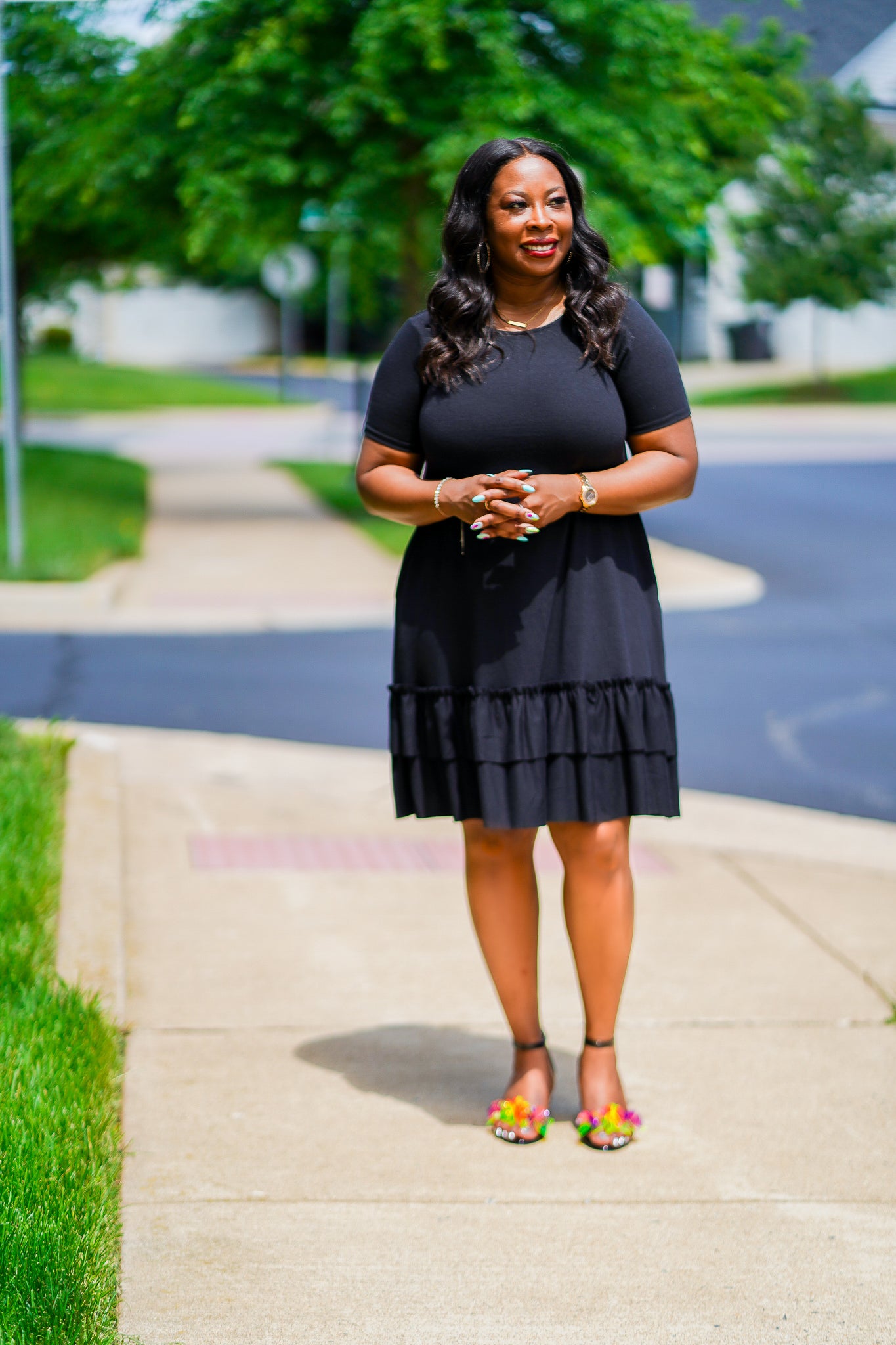 Bouquet of Ruffles Dress | Black