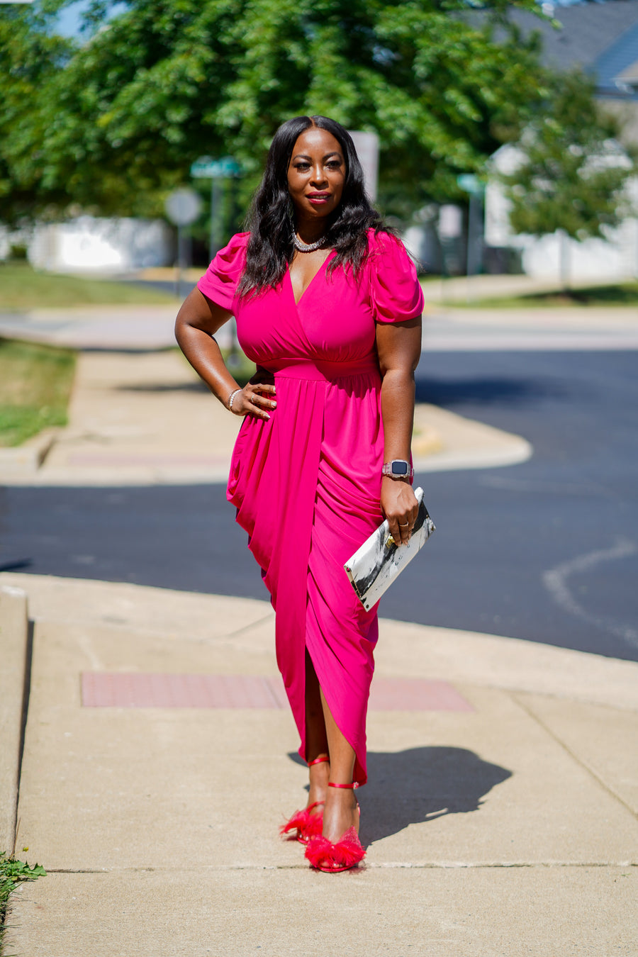 Make Them Wait Dress | Fuchsia