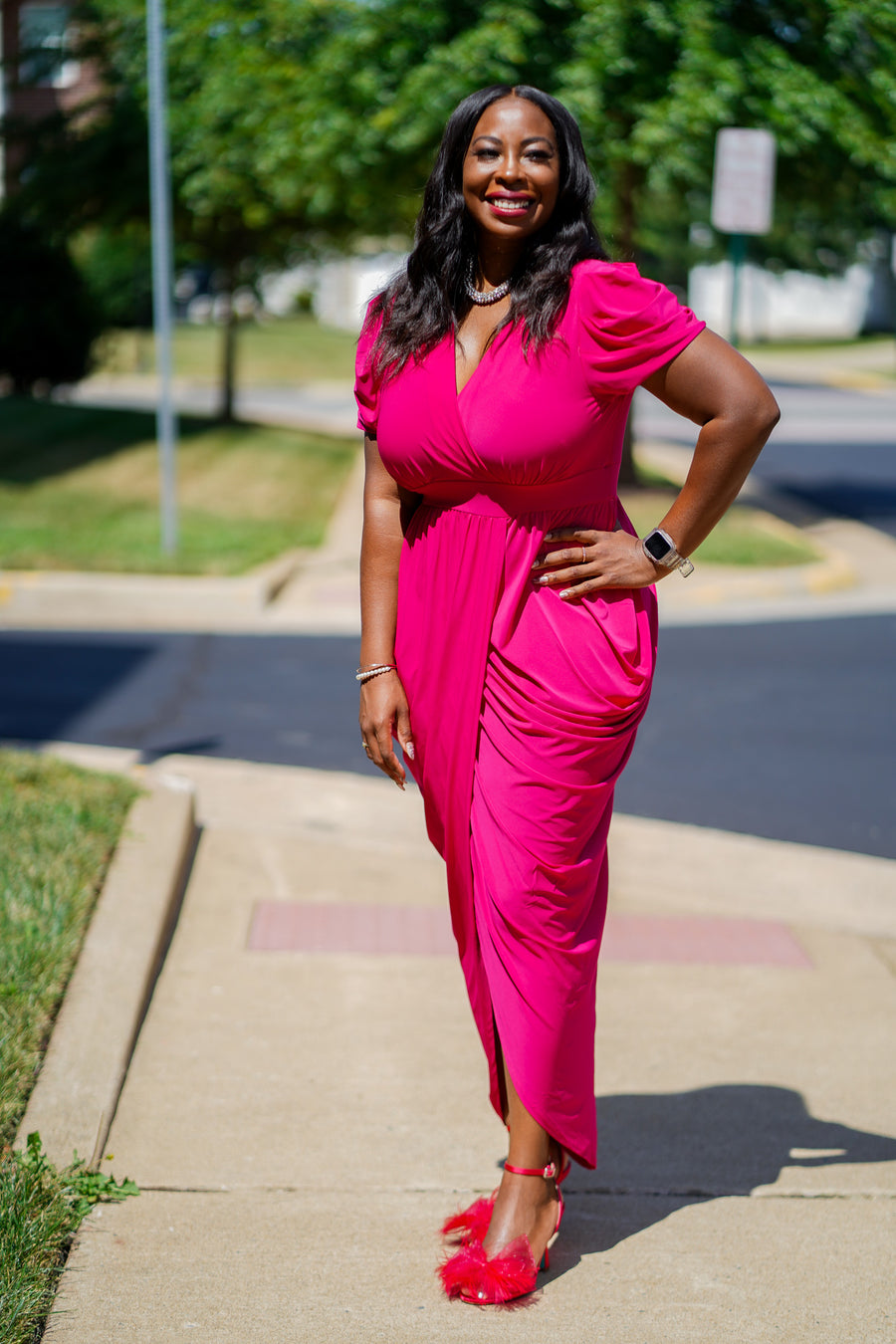 Make Them Wait Dress | Fuchsia