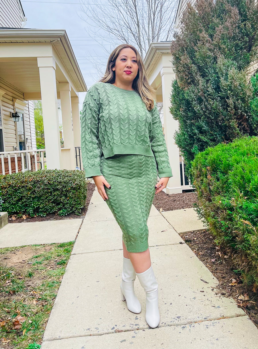 If I Were You Sweater Dress Set | Olive