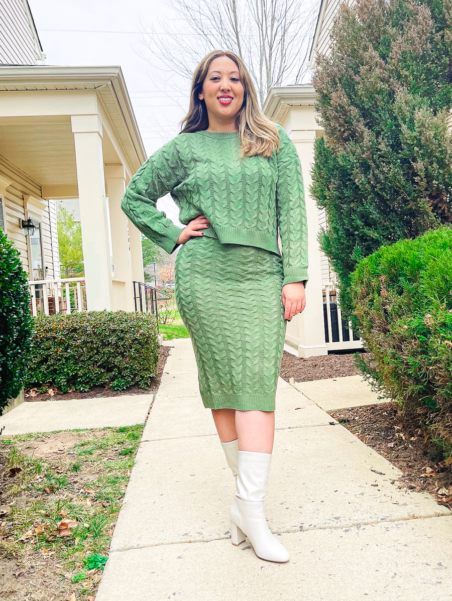 If I Were You Sweater Dress Set | Olive