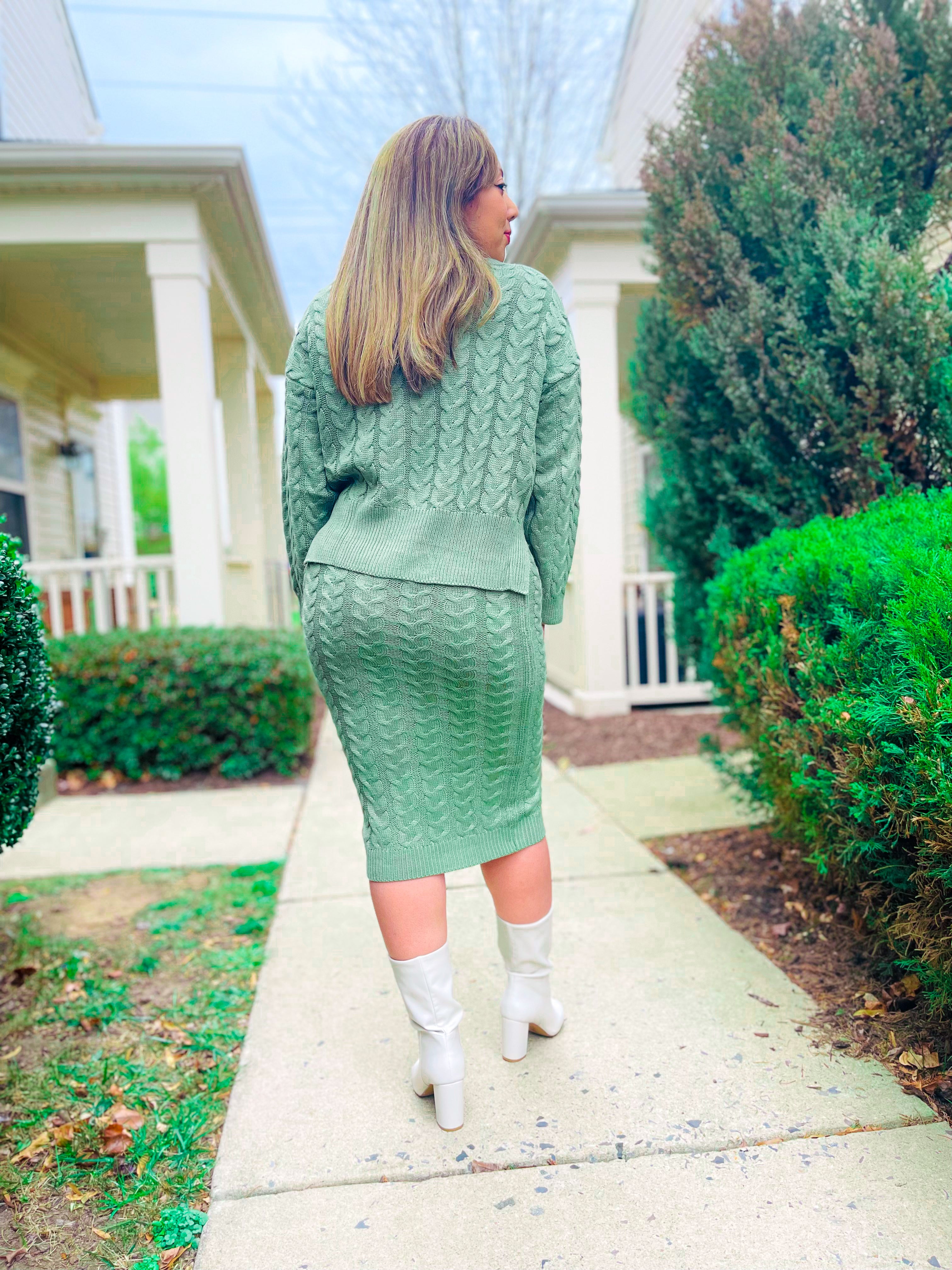 If I Were You Sweater Dress Set | Olive