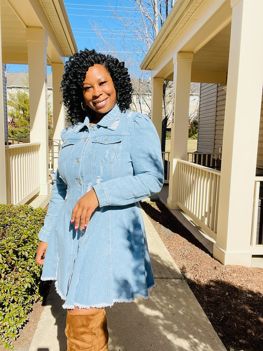 Show Stopper Denim Mini Dress – Veorah B