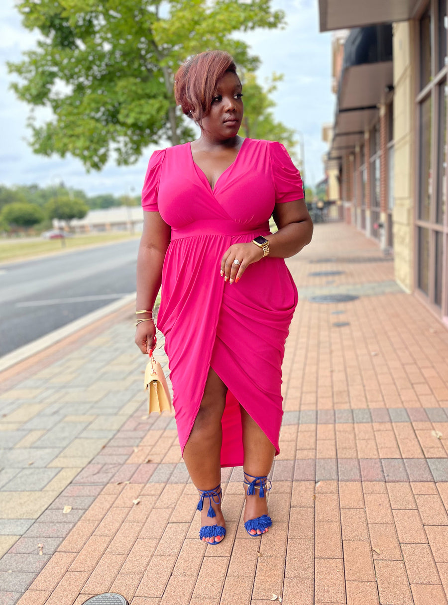 Make Them Wait Dress | Fuchsia