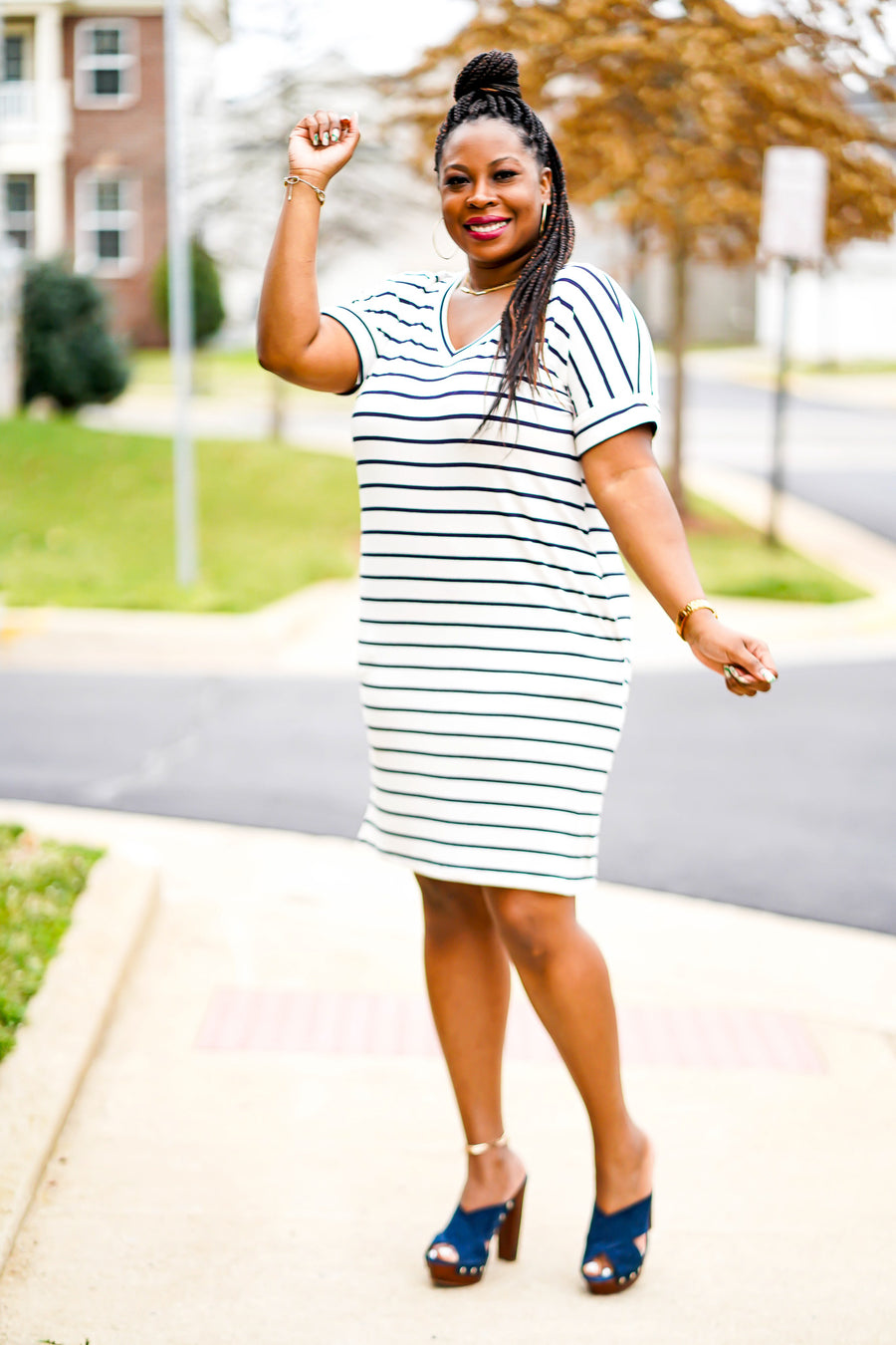 The Weekender Dress | Navy Blue And White