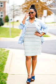 The Weekender Dress | Navy Blue And White